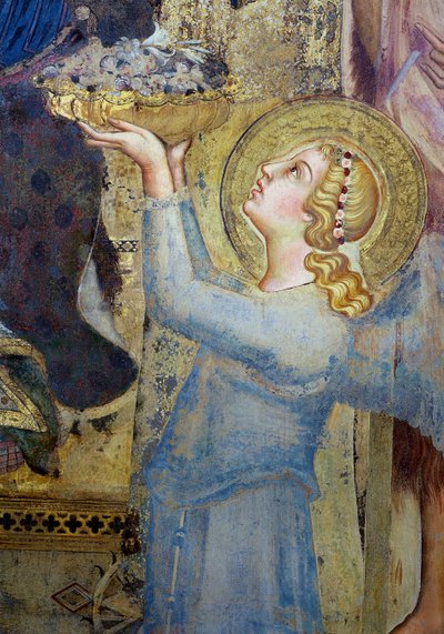 Maesta: Angel Offering Flowers to the Virgin: (detail) by Simone Martini